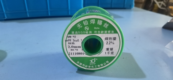 0.1 Mm SnAgCu Rohs ลวดบัดกรีไร้สารตะกั่วต่อเนื่อง 217 องศา
